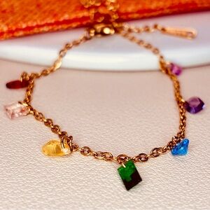 Elegant Multicolor CZ Charm Dainty Bracelet